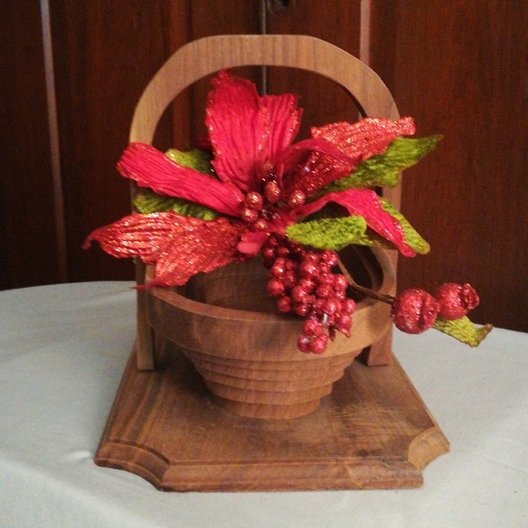 Vintage Handmade Walnut Collapsible Basket by H&L Enterprises - Picture 3 of 11